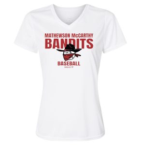 women's t shirt v neck (white) bandits logo style (copy)